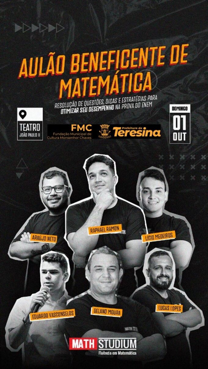 Aulão Beneficente de Matemática acontecerá no Teatro João Paulo II